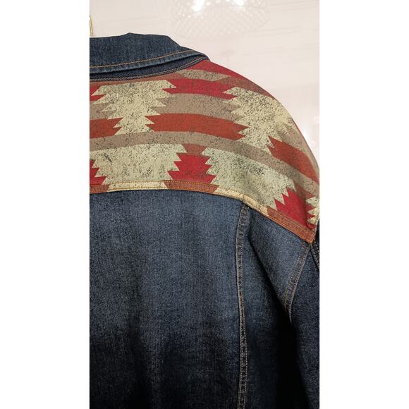 NWT Frye& Co festival jean jacket Aztec Western geo print button size 4XL - Picture 10 of 12